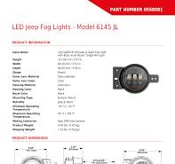 Part Number 0558081 Specification Sheet - J.W. Speaker