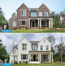 See how the white painted test swatch immediately feels less ragged looking and all of that uneven beige mortar is neutralized? 101 Should We Paint Our Brick House White Young House Love Brick Exterior House White Brick Houses Home Exterior Makeover