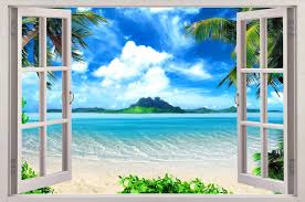 They are easy to peel off, rearrange, and replace. Free Download Beach View 3d Window Decal Wall Sticker Home Decor Art Wallpaper Mural 1089x721 For Your Desktop Mobile Tablet Explore 50 Ocean View Wallpaper Murals Ocean Wallpaper For