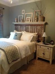 Recycled And Distressed Door Topped With Shelf Creates An Interesting Headboard Home Bedroom Headboard From Old Door Home