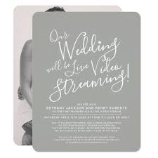 Gray White Photo Live Streaming Wedding Invitation Zazzle Com In 2020 Wedding Invitations Wedding Announcement Cards Wedding Wording