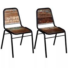 Industrial Dining Chairs 2 Pcs Handmade Solid Reclaimed Wood Dining Chairs Solid Wood Dining Chairs Industrial Style Dining Chairs