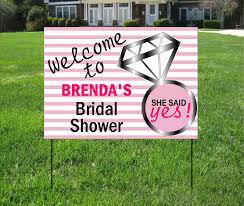 Bridal Shower Yard Signs She Said Yes Yard Sign Custom Bag Etsy In 2021 Bridal Shower Wedding Announcement Signs Yard Signs