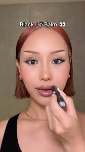 Black lip balm?! 👀🖤 ok I’m obsessed! Would you try this? , @maccosmetics  3D plumping lip balm , #makeup #lipcombo