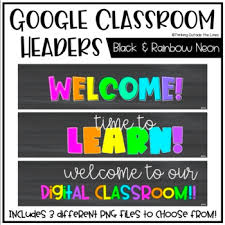 google classroom dark mode theme. Google Classroom Headers Black And Rainbow Neon Theme Tpt
