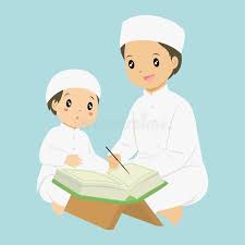 muslim boy reading quran vector a man teaching a young boy to read quran carto sponsored ad affil islamic cartoon character illustration family cartoon