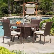 Beachcrest Home Brandon 5 Piece Dining Set With Cushions Reviews Wayfair In 2020 Wicker Dining Set Patio Outdoor Dining Set