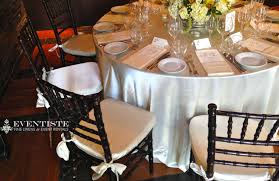 Fruitwood Chiavari Chairs Ivory Crepe Back Satin Chiavari Cushion Ivory Crepe Back Satin Linens Dark Brown Wide Satin Line Fine Linens Chiavari Chairs Chair