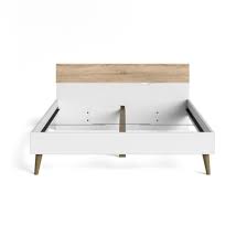 Lit 160x200 Cm Oslo 2 Blanc Et Imitation Chene Chambre Blanche Et Bois Lit 160x200 Lit