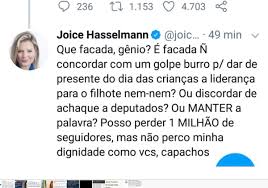 Bia kicis em 27 de dezembro de 2020 osmar terra em 04 de janeiro de 2020 @biakicis @jairbolsonaro bia kicis, maior vagabunda do congresso nacional, deixa de ser cretina ! Bia Kicis On Twitter Joicehasselmann Fala Do Q Nao Sabe Nem Jairbolsonaro Nem O Proprio Bolsonarosp Queriam Q Ele Fosse O Lider Do Partido Mas Nos Q Queremos Retirar Waldir Imediatamente Insistimos No Edu