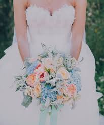 Periwinkle And Peach Wedding Bouquet For More Idea S Check Out Our 2015 Wedding Colours Bo Hydrangea Bouquet Wedding Blue Wedding Bouquet Hydrangeas Wedding