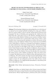 Children's protection and adoption act (as amended at 01 december 2002). Pdf Right Of Online Informational Privacy Of Children In Malaysia A Statutory Perspective