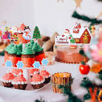 Decoration Pour Buche De Noel 24 Pcs Christmas Cupcake Toppers - Merry  Christmas Toothpick Flags For Holiday Party Decorations Merry Christmas  Flags