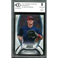 Bryce aron max harper (born october 16, 1992) is an american professional baseball right fielder for the philadelphia phillies of major league baseball (mlb). 2011 Bowman Sterling Prospects 1 Bryce Harper Rookie Card Bgs Bccg 9 Near Mint