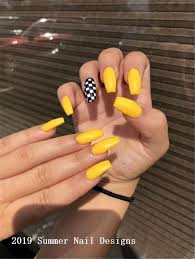 Simple nail designs for beginners! 33 Cute Summer Nail Design Ideas 2019 Nailart Nail Yellow Nails Design Yellow Nail Art Nail Designs Summer Acrylic
