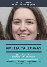 Blue with Photo Lines Person Missing Poster