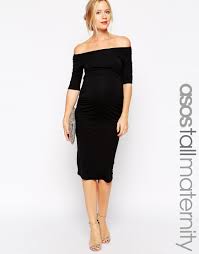 Asos Maternity Tall Bardot Dress With Half Sleeve Maternity Dress Wedding Guest Maternity Dresses