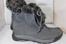 Lands' End Suede Gray Boots Tie Lace Winter Furry Pluff Sz - Etsy