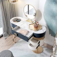 Eco Friendly Golden Mirrored Vanity Table With Drawer In 2020 Dressing Room Decor Bedroom Furniture Design Modern Dressing Table Designs