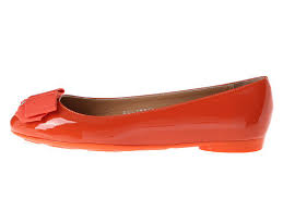 Salvatore Ferragamo My Cherie Ballet Flats In Orange Patent Leather Ufo No More
