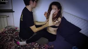 This stunning brunette virgin teen went to meet her boyfriend in his home,  where he fucked her for the first time.