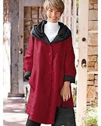 Norm Thompson Womens Swing Style Reversible Raincoat Red
