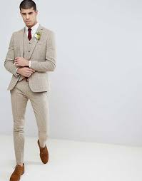 Whether you're looking for a tux to wear to a wedding or you just want to step up your. Asos Design Wedding Super Skinny Suit In Neutral Houndstooth Asos