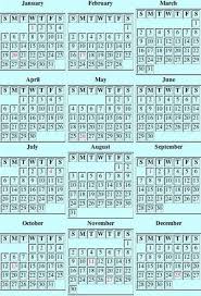 Perpetual Calendar Day Of Week Calendar Chart On Various