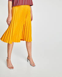 Black And Yellow Pleated Skirt Zara Faux Suede Pleated Skirt Skirts Pleated Pleated Skirt