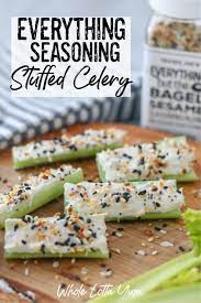 Cream Cheese Stuffed Celery Celery With Everything Seasoning When You Want Easy Everything Bagel S Healthy Snacks Easy Healthy Snacks Recipes Seasoning Recipes
