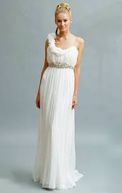Grecian Draping Long One Shoulder Wedding Dress A Greek Style Hairstyle Get Some Ideas Greek Wedding Dresses Grecian Wedding Grecian Style Wedding Dress