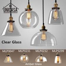 amber/clear glass shade pendant lights