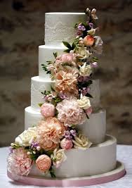 5 Tiers Wedding Cake With Peony Freesia And Roses Cascade Wedding Cake Fresh Flowers Wedding Cake Peonies Wedding Cake Roses