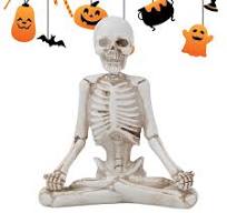 Imtrub Skelet yoga-beeld, griezelig spiritueel sculptuur van kunsthars,  Halloween-feestcadeau, doodsdecoratie voor kantoor, bureau, ingang,  woonkamer, ...