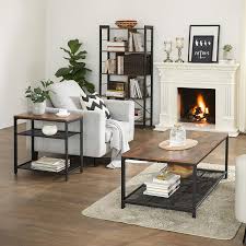 Create your own beautiful side table by sanding down a tree trunk, covering it in wood stabilizer and a distressed side table is a great choice for a rustic living room. Living Room Industrial Design 3 Tier Slim End Table With Engineered Wood And Mesh Shelves Vasagle Indestic Side Table Rustic Brown Ulet34bx End Tables Home Kitchen Rayvoltbike Com