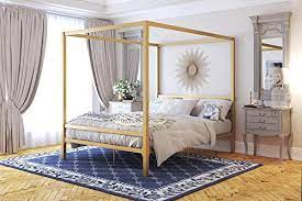 A classic design reinvented, simplicity and style combined are the hallmarks of the dhp modern canopy metal bed. Dhp Modern Canopy Bed With Built In Headboard Full Size Gold In Dubai Uae Whizz Beds