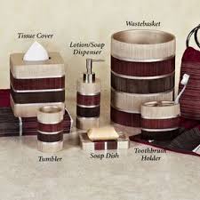 Soap dispensers | dishes (3). Modern Line Burgundy Striped Bath Accessories Bathroom Accessories Sets Bath Accessories Design Brown And Cream Bedroom