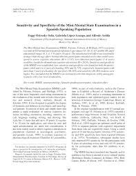 Pdf Sensitivity And Specificity Of The Mini Mental State Examination In A Spanish Speaking Population