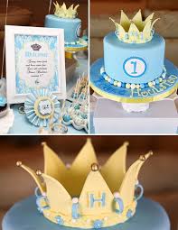 Theme Simple 1st Birthday Party Ideas For Boys Royally Sweet 1st Birthday For A Little Prince 1st Birthday Cakes Boy Birthday Parties 1st Birthday Parties