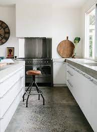 But about that time, i read a blog post about resurfacing a laundry room counter with a thin layer of concrete and i wondered if i could try the same method on the reading loft floor to. Design Decor Concrete Kitchen Floor Concrete Countertops Kitchen Concrete Kitchen