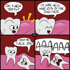 This is because patients who've had their wisdom teeth removed can return home before the anesthesia has worn off. Wisdom Tooth Oc Comics