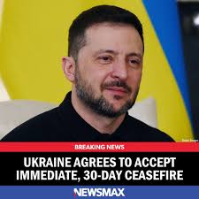 BREAKING NEWS: Ukraine has agreed to accept a U.S. proposal for an  immediate 30-day ceasefire and to take steps toward restoring a durable  peace after Russia's invasion, according to a joint U.S.-Ukraine