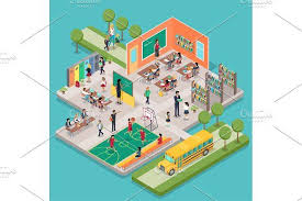 Isometric School Interior School Interior Interior Design School Isometric