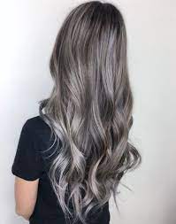 Long Silver Balayage Brown Hair Silver Blonde Silver Hair Color Grey Brown Hair