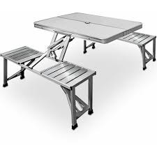 Ein campingtisch hat die perfekte ablagefläche und gibt es mit eckigen oder runden tischplatten. Deuba Alu Campingtisch Mit 4 Stuhlen Klappbar Koffertisch Sonnenschirmhalter Tragegriff Sitzgruppe Camping Tisch Set