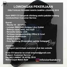 Lowongan Kerja Brey Co Bandung April 2018