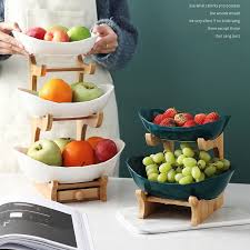 Handmade wooden fruit bowl fits into your home interior in rustic style adding notes of rustic simplicity to your home interior. Homess Kitchen Fruit Vegetable Basket 3 Tier Rack Storage Organizer Stand Holder Living Room Ceramic Fruit Basket With Wooden Stand Shopee Singapore