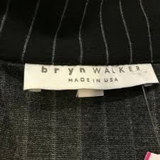 Bryn Walker Black L Pinstripe 2 Pcs Set Button Up Jacket Viscose Pant Suit Size 14 L 64 Off Retail