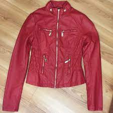 Guess Red Leather Jacket Red Leather Jacket Leather Jacket Clothes Design