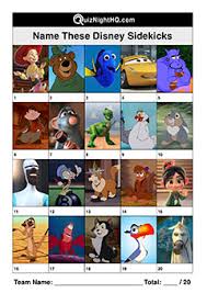 Playing the disney trivia questions and answers game with your kids is very easy. Disney Characters 011 Sidekicks Quiznighthq